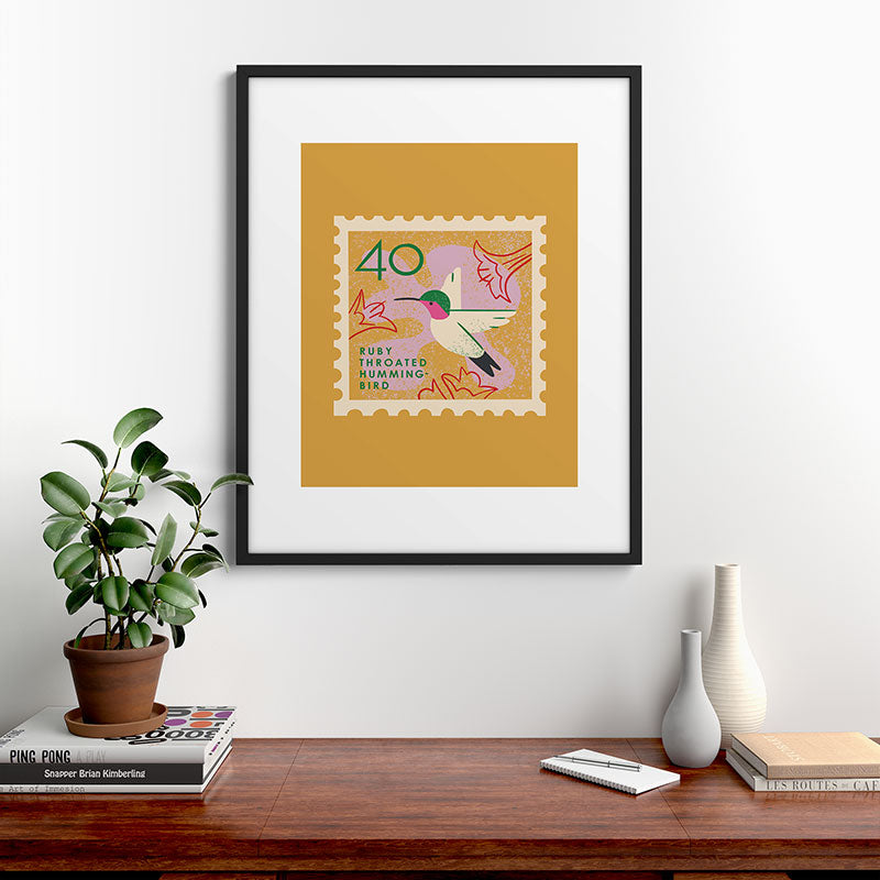 Hummingbird Postage Stamp Framed Art Print Gallery Image 9
