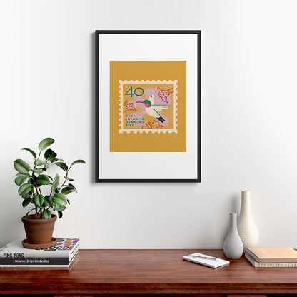 Hummingbird Postage Stamp Framed Art Print Gallery Image 8