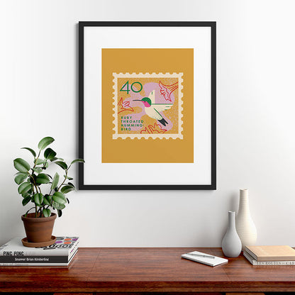 Hummingbird Postage Stamp Framed Art Print Gallery Image 48
