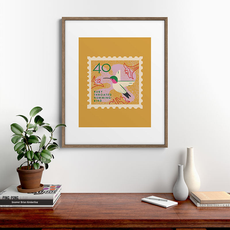 Hummingbird Postage Stamp Framed Art Print Gallery Image 19