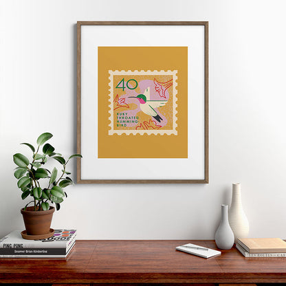 Hummingbird Postage Stamp Framed Art Print Gallery Image 19