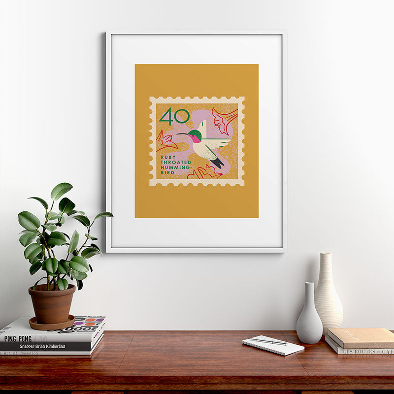 Hummingbird Postage Stamp Framed Art Print Gallery Image 39