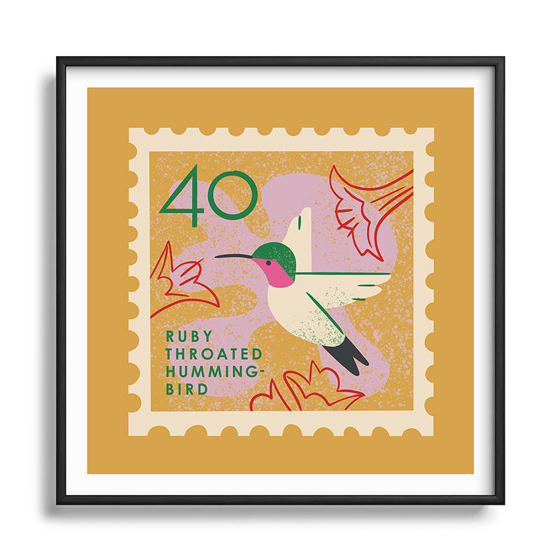Hummingbird Postage Stamp Framed Art Print Gallery Image 122