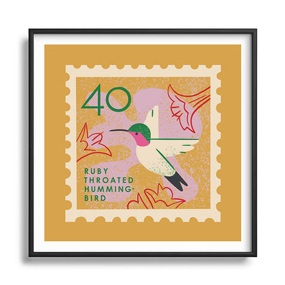 Hummingbird Postage Stamp Framed Art Print Gallery Image 122