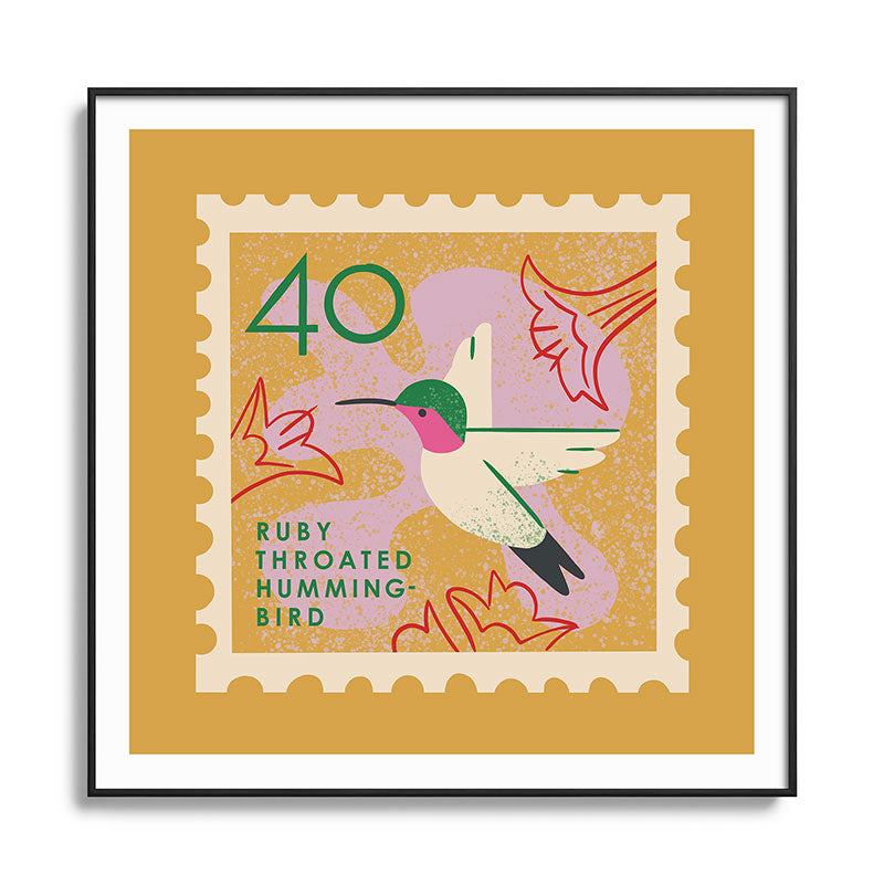 Hummingbird Postage Stamp Framed Art Print Gallery Image 126