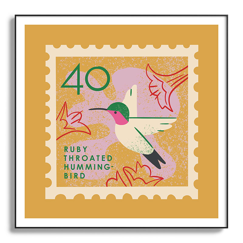 Hummingbird Postage Stamp Framed Art Print Gallery Image 130
