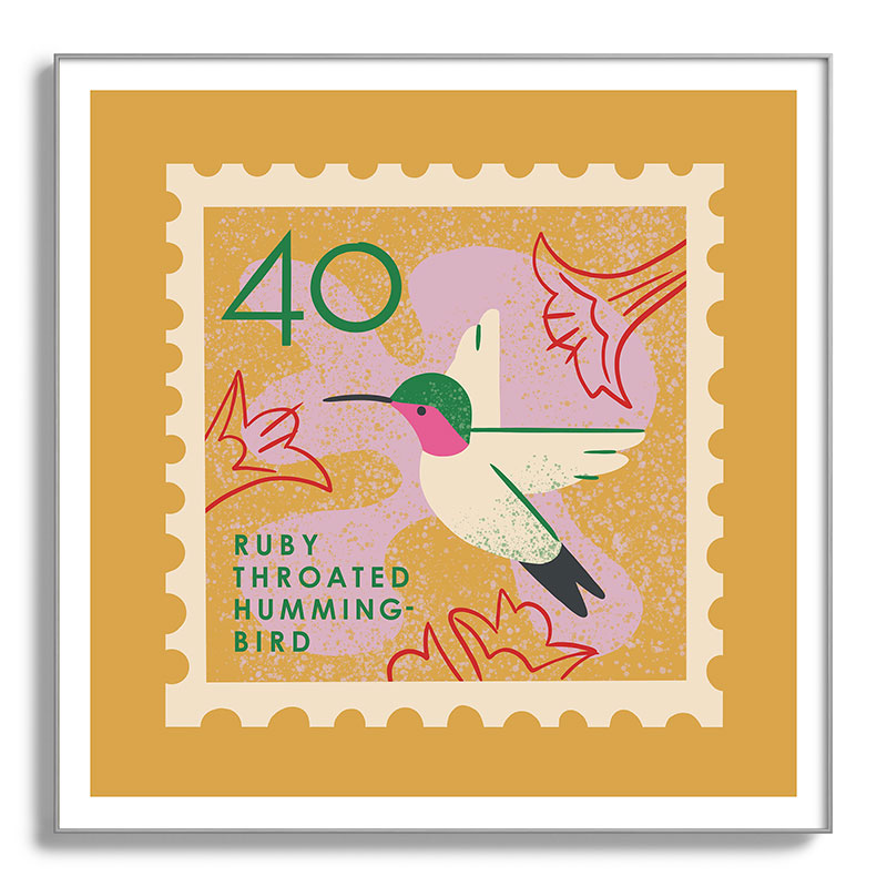 Hummingbird Postage Stamp Framed Art Print Gallery Image 142