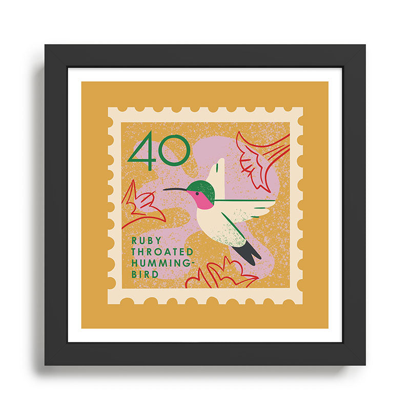 Hummingbird Postage Stamp Framed Art Print Gallery Image 2