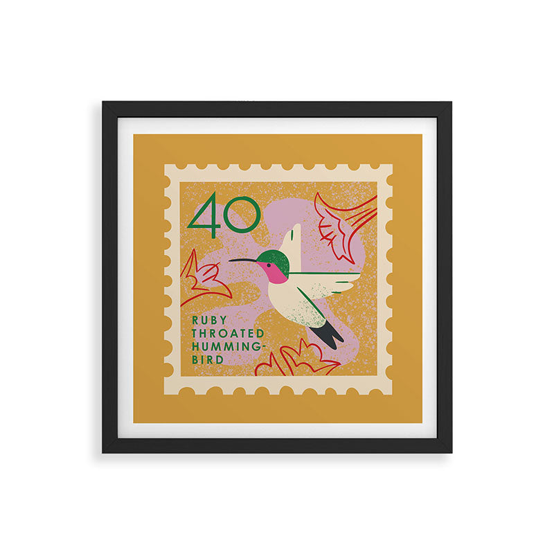 Hummingbird Postage Stamp Framed Art Print Gallery Image 7