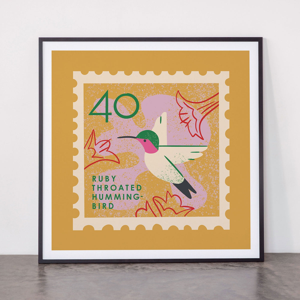 Hummingbird Postage Stamp Framed Art Print Gallery Image 11