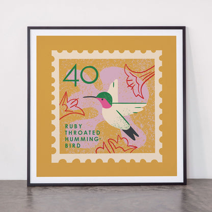Hummingbird Postage Stamp Framed Art Print Gallery Image 11