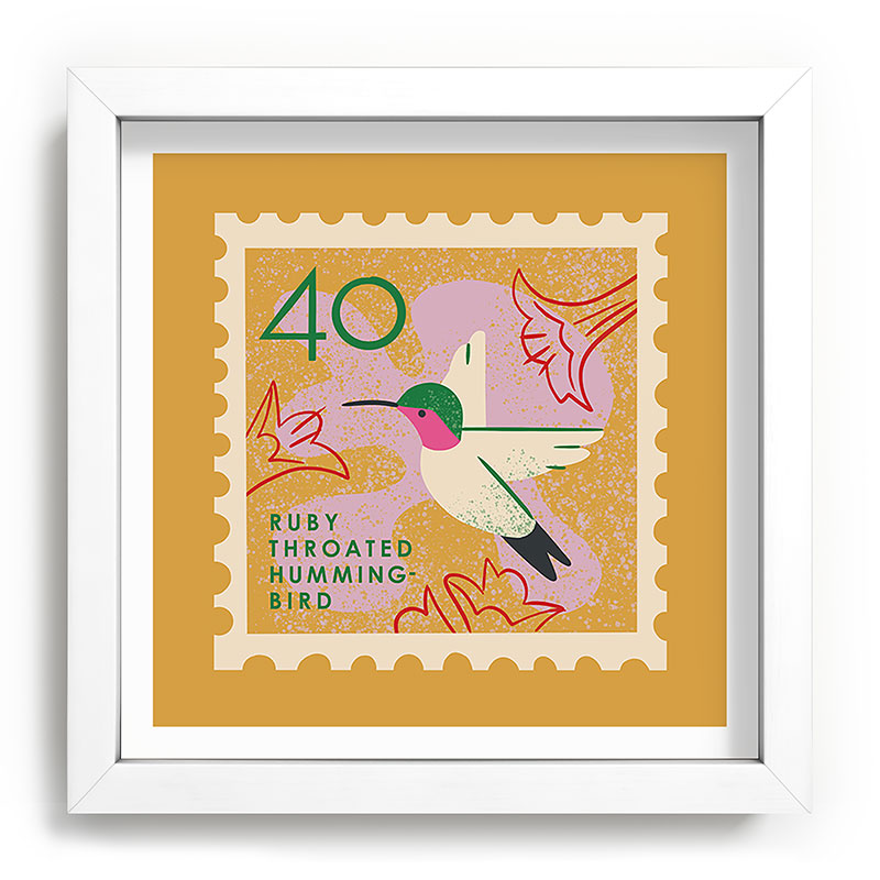 Hummingbird Postage Stamp Framed Art Print Gallery Image 114