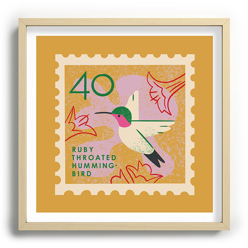 Hummingbird Postage Stamp Framed Art Print Gallery Image 109