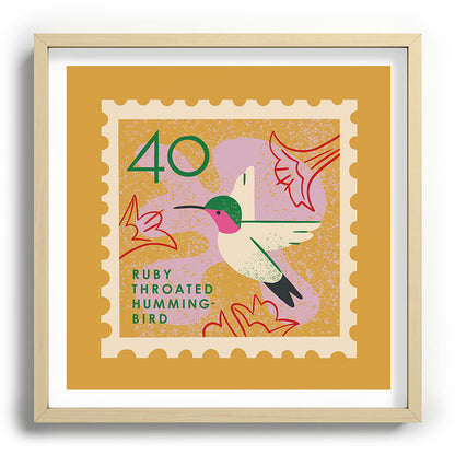 Hummingbird Postage Stamp Framed Art Print Gallery Image 109
