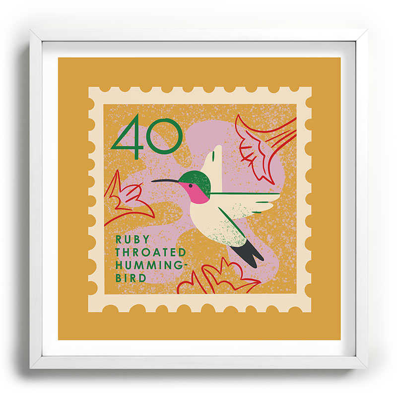 Hummingbird Postage Stamp Framed Art Print Gallery Image 118