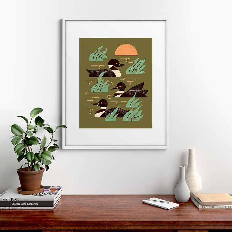 Loons At Dusk Framed Art Print Gallery Image 28
