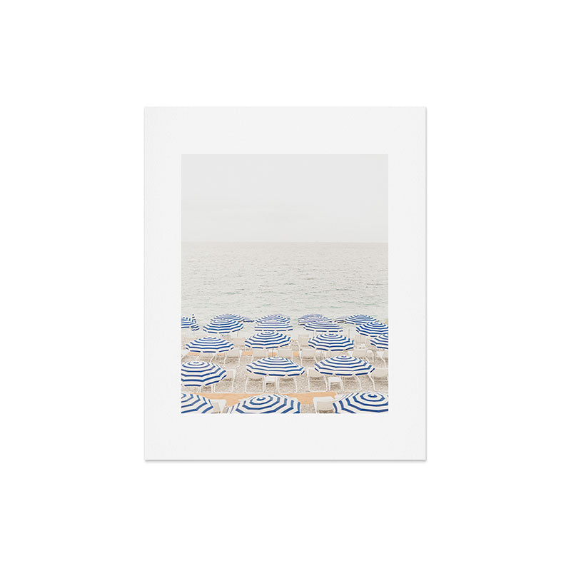 Blue Striped Umbrellas of the French Riviera | Nice, France beach photography Art Print Gallery Image 4