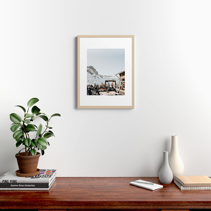 Dolomite Ski Resort | The definition of Mountaintop Après-ski definition | Norther Italy travel prints Framed Art Print Gallery Image 11