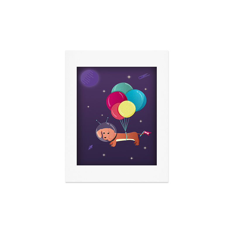 Galaxy Dog with balloons Art Print Gallery Image 4