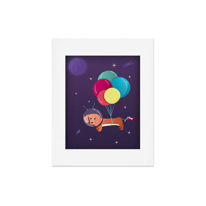 Galaxy Dog with balloons Art Print Gallery Image 6