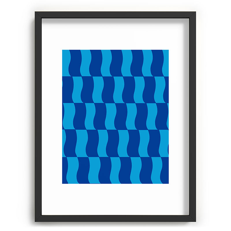 Cobalt Sky Wavy Blocks Framed Art Print Gallery Image 83