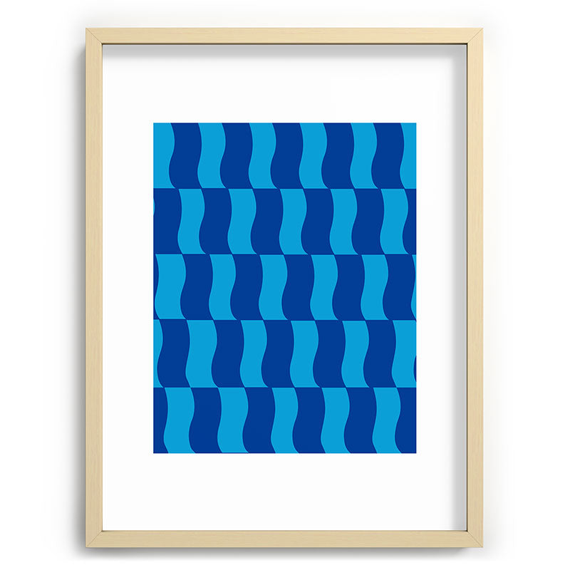 Cobalt Sky Wavy Blocks Framed Art Print Gallery Image 99
