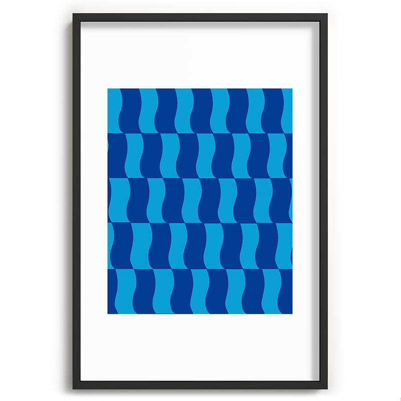 Cobalt Sky Wavy Blocks Framed Art Print Gallery Image 85