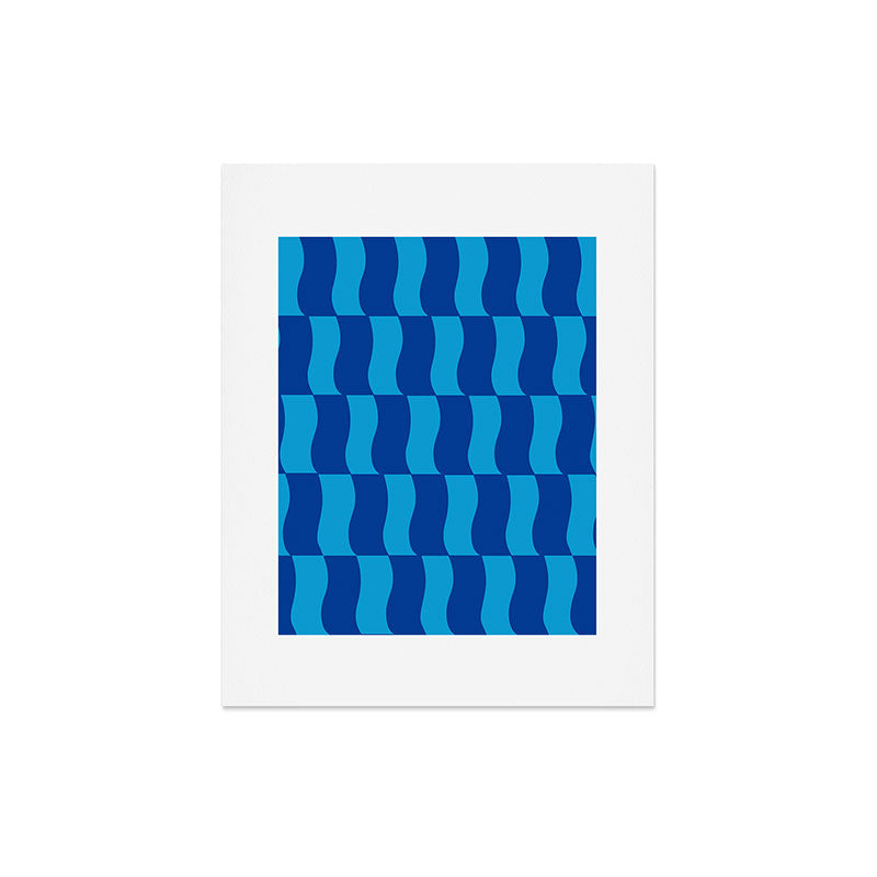 Cobalt Sky Wavy Blocks Art Print Gallery Image 6