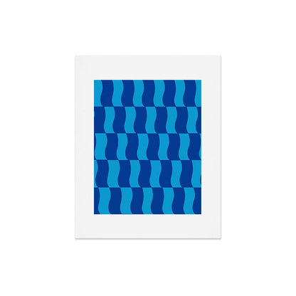 Cobalt Sky Wavy Blocks Art Print Gallery Image 6