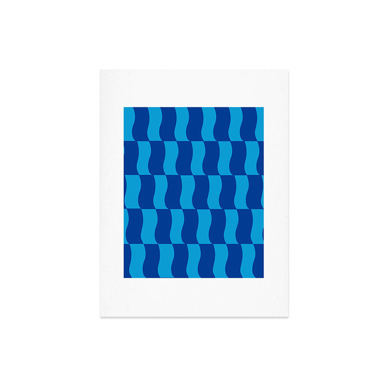 Cobalt Sky Wavy Blocks Art Print Gallery Image 8