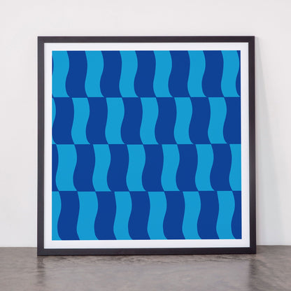 Cobalt Sky Wavy Blocks Framed Art Print Gallery Image 55