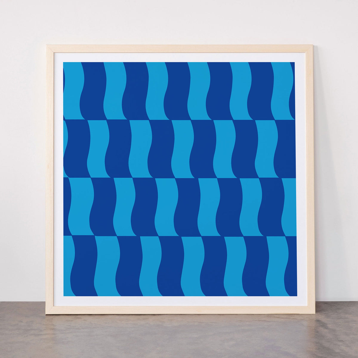 Cobalt Sky Wavy Blocks Framed Art Print Gallery Image 77