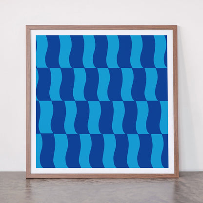 Cobalt Sky Wavy Blocks Framed Art Print Gallery Image 66