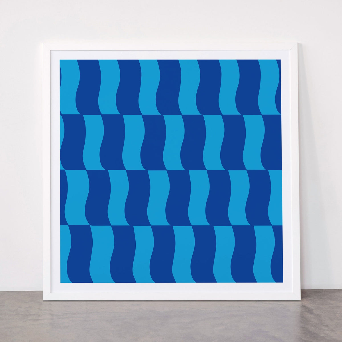 Cobalt Sky Wavy Blocks Framed Art Print Gallery Image 87