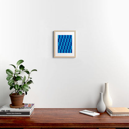 Cobalt Sky Wavy Blocks Framed Art Print Gallery Image 22