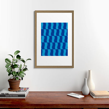Cobalt Sky Wavy Blocks Framed Art Print Gallery Image 56