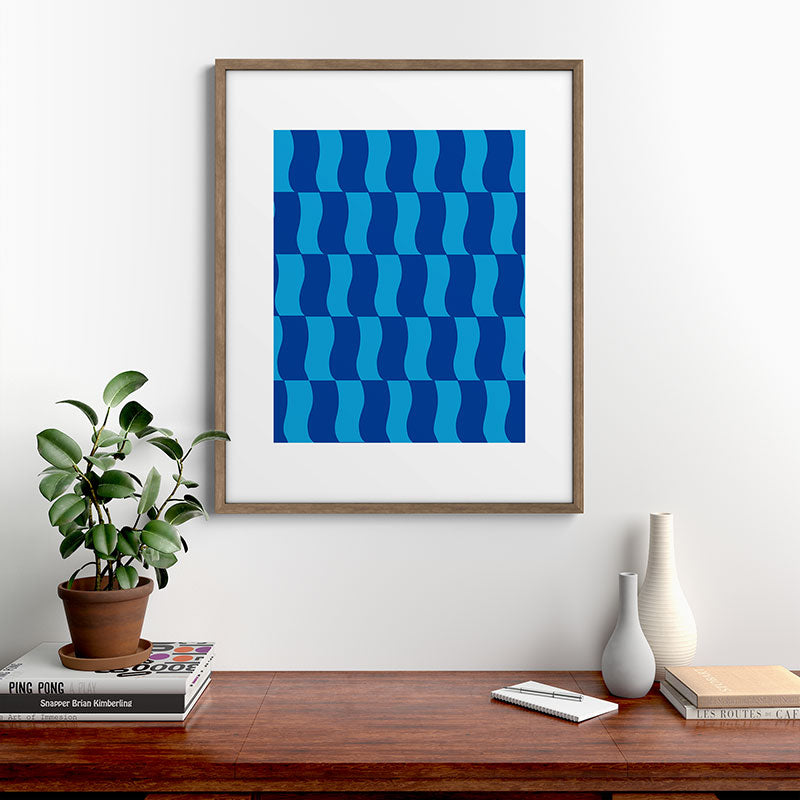 Cobalt Sky Wavy Blocks Framed Art Print Gallery Image 19