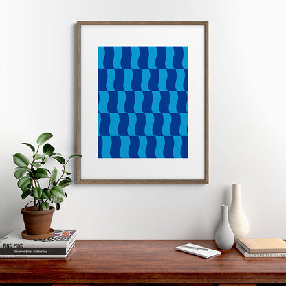 Cobalt Sky Wavy Blocks Framed Art Print Gallery Image 19