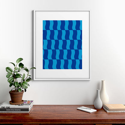 Cobalt Sky Wavy Blocks Framed Art Print Gallery Image 39
