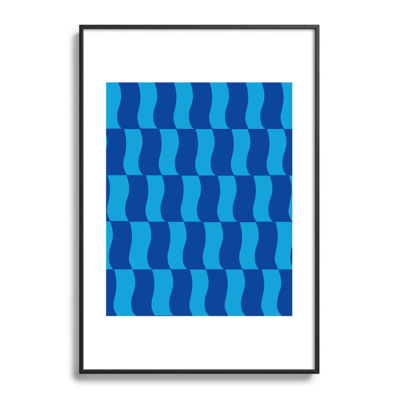 Cobalt Sky Wavy Blocks Framed Art Print Gallery Image 113