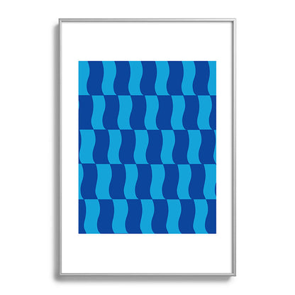 Cobalt Sky Wavy Blocks Framed Art Print Gallery Image 132