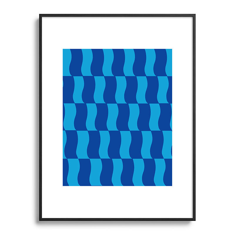 Cobalt Sky Wavy Blocks Framed Art Print Gallery Image 115