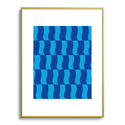 Cobalt Sky Wavy Blocks Framed Art Print Gallery Image 124