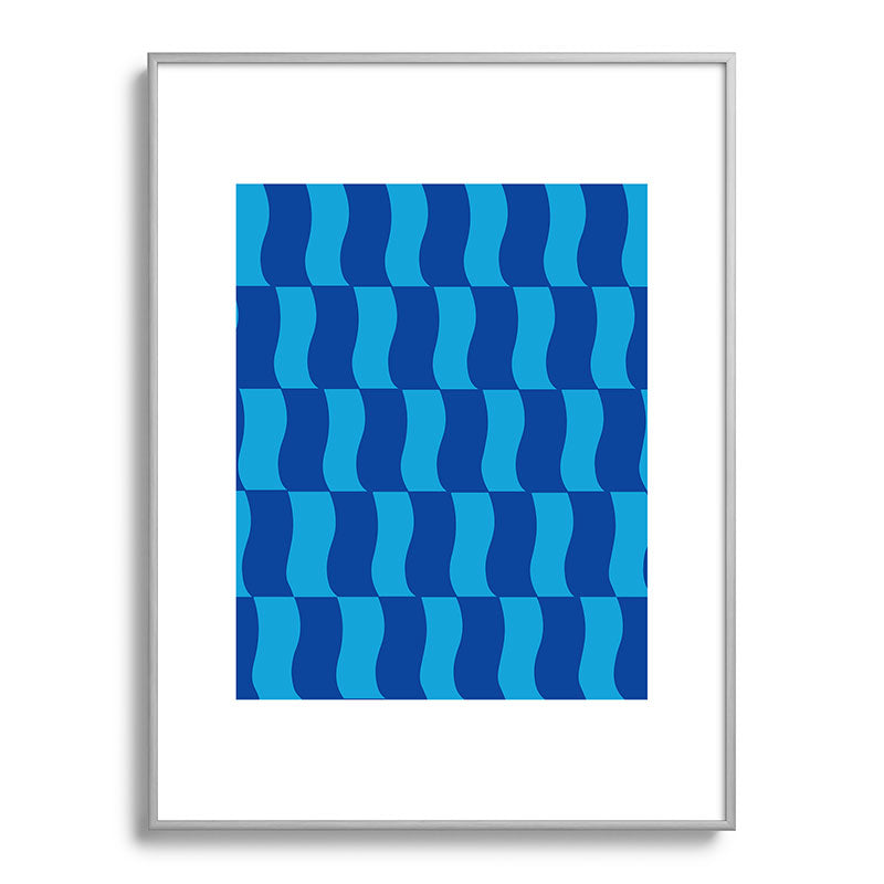 Cobalt Sky Wavy Blocks Framed Art Print Gallery Image 134