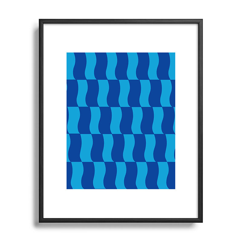 Cobalt Sky Wavy Blocks Framed Art Print Gallery Image 112