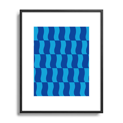 Cobalt Sky Wavy Blocks Framed Art Print Gallery Image 112