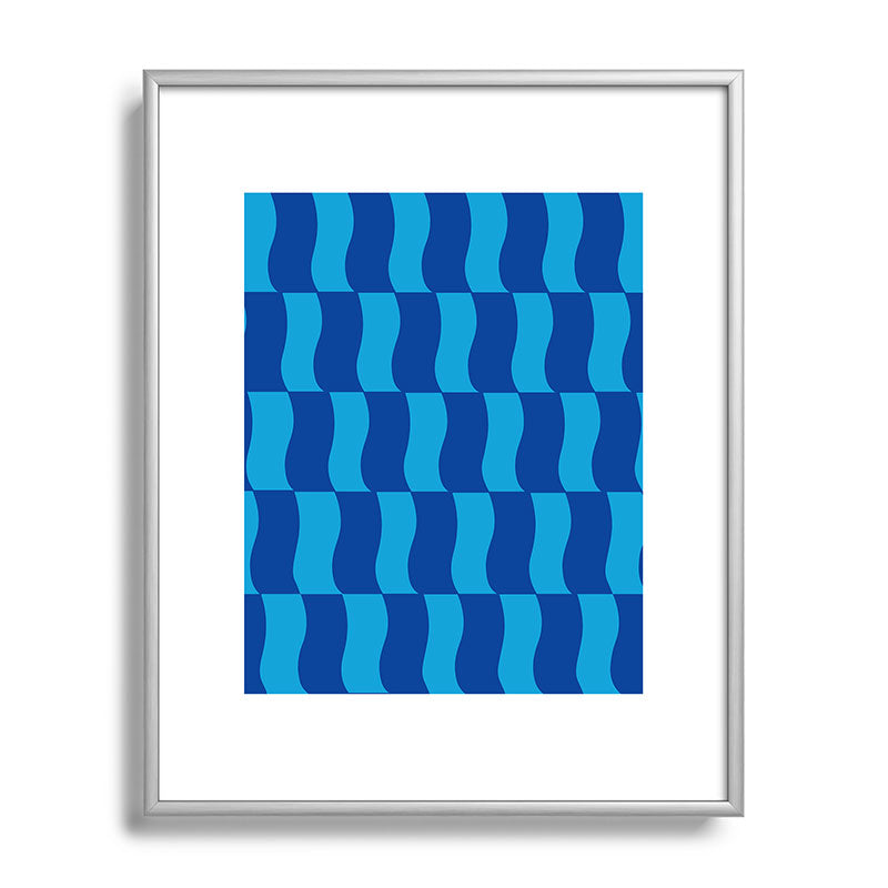 Cobalt Sky Wavy Blocks Framed Art Print Gallery Image 131