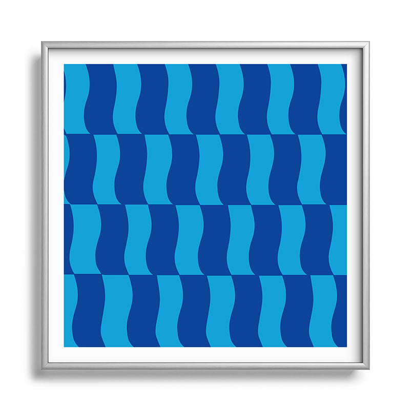 Cobalt Sky Wavy Blocks Framed Art Print Gallery Image 140