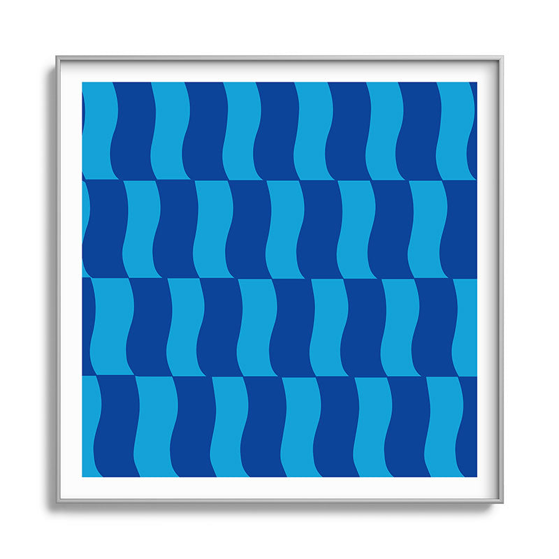 Cobalt Sky Wavy Blocks Framed Art Print Gallery Image 141