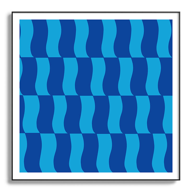 Cobalt Sky Wavy Blocks Framed Art Print Gallery Image 130